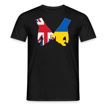 UK supports Ukraine Love Heart - Men's T-Shirt - black - Front - AI Model Male 178 light (178cm)