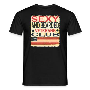 Sexy Und Bärtige Veterans Club Zitat American Flag - Männer T-Shirt - Schwarz - Vorne - AI Model Male 178 light (178cm)