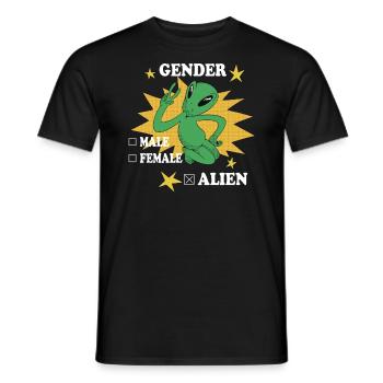 Gender Male Female Extraterrestrials - Men's T-Shirt - black - Front - AI Model Male 178 light (178cm)