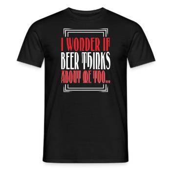 Je me demande si la bière pense aussi à moi - T-shirt homme - noir - Devant - AI Model Male 178 light (178cm)