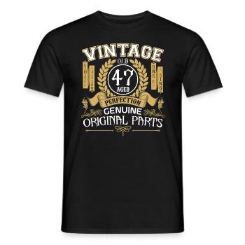 Vintage 47 years - birthday gift 47 years - Men's T-Shirt - black - Front - AI Model Male 178 light (178cm)