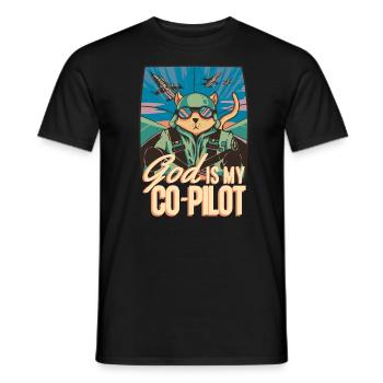 Dieu est mon copilote Avion Cat Assistant - T-shirt homme - noir - Devant - AI Model Male 178 light (178cm)