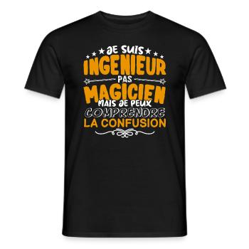 Ingénieur | Ingénieur pas Magicien | Meilleur Ingé - T-shirt homme - noir - Devant - AI Model Male 178 light (178cm)