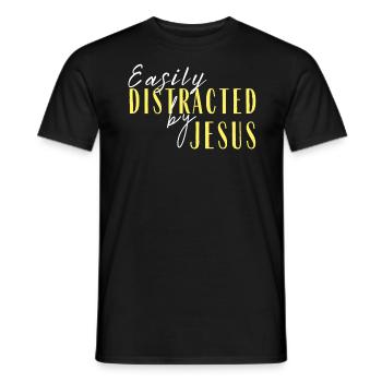 Easily distracted by Jesus' Bible of Faith quote - Men's T-Shirt - black - Front - AI Model Male 178 light (178cm)