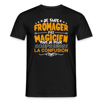 Fromager | Fromager pas Magicien | Meilleur Fromag - T-shirt homme - noir - Devant - AI Model Male 178 light (178cm)