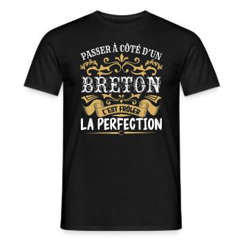 Le Meilleur Breton | Breton à la perfection - T-shirt homme - noir - Devant - AI Model Male 178 light (178cm)