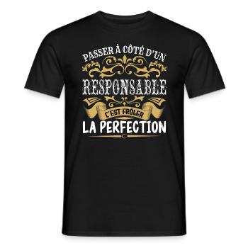 Le Meilleur Responsable | Responsable à la perfect - T-shirt homme - noir - Devant - AI Model Male 178 light (178cm)