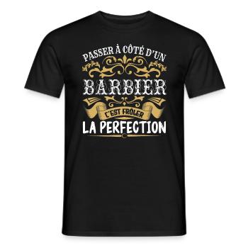 Le Meilleur Barbier | Barbier à la perfection - T-shirt homme - noir - Devant - AI Model Male 178 light (178cm)