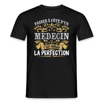 Le Meilleur Médecin | Médecin à la perfection - T-shirt homme - noir - Devant - AI Model Male 178 light (178cm)