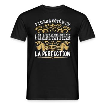 Le Meilleur Charpentier | Charpentier à la perfect - T-shirt homme - noir - Devant - AI Model Male 178 light (178cm)