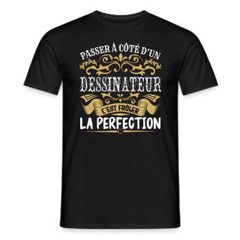 Le Meilleur Dessinateur | Dessinateur à la perfect - T-shirt homme - noir - Devant - AI Model Male 178 light (178cm)