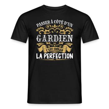Le Meilleur Gardien | Gardien à la perfection - T-shirt homme - noir - Devant - AI Model Male 178 light (178cm)