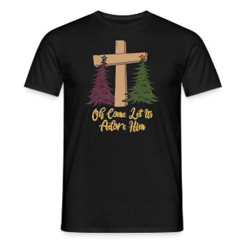 Oh Komm Lass Uns Ihn Anbeten Geschenk Kreuz - Männer T-Shirt - Schwarz - Vorne - AI Model Male 178 light (178cm)