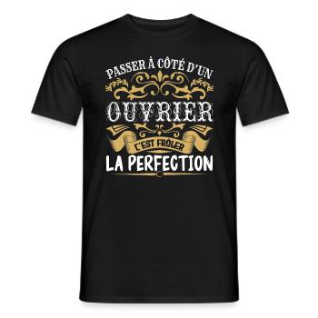 Le Meilleur Ouvrier | Ouvrier à la perfection - T-shirt homme - noir - Devant - AI Model Male 178 light (178cm)
