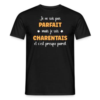 Je ne suis pas parfait mais charentais - T-shirt homme - noir - Devant - AI Model Male 178 light (178cm)