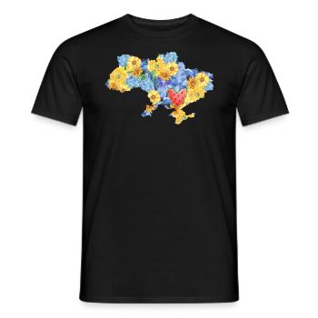 Ukrainian city of Kherson contour map - Men's T-Shirt - black - Front - AI Model Male 178 light (178cm)