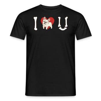 Ich Liebe Französische Bulldogge Bones Heart Puppy - Männer T-Shirt - Schwarz - Vorne - AI Model Male 178 light (178cm)