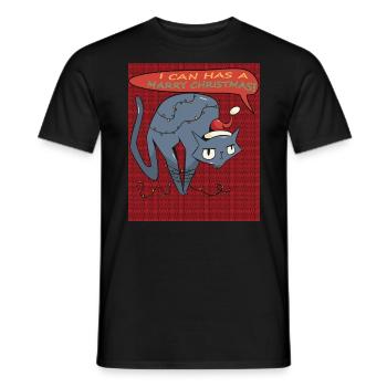 I can have a happy Christmas cat garland - Men's T-Shirt - black - Front - AI Model Male 178 light (178cm)