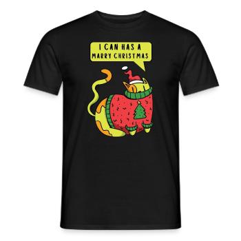 I can have a happy Christmas cat garland - Men's T-Shirt - black - Front - AI Model Male 178 light (178cm)