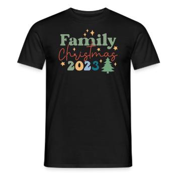 Family Christmas 2023 Winter Stars - Men's T-Shirt - black - Front - AI Model Male 178 light (178cm)