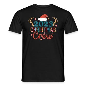 Équipage de Noël 2023 Chapeau de Noël Bois de cerf - T-shirt homme - noir - Devant - AI Model Male 178 light (178cm)