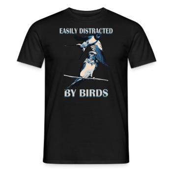 Se laisser facilement distraire par les hirondelles d’oiseaux - T-shirt homme - noir - Devant - AI Model Male 178 light (178cm)
