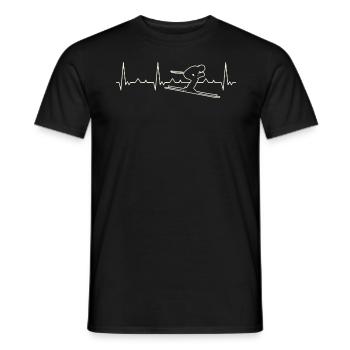 Skifahrerabwärts. Herz. Liebe. Ekg. Impuls. - Männer T-Shirt - Schwarz - Vorne - AI Model Male 178 light (178cm)