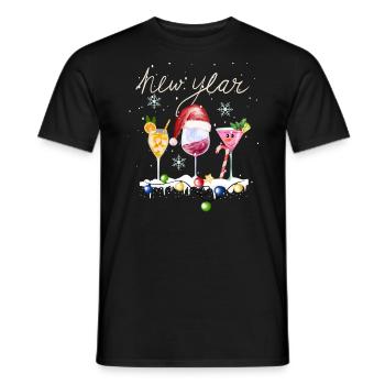 Cocktails du Nouvel An Flocons de neige d’hiver - T-shirt homme - noir - Devant - AI Model Male 178 light (178cm)
