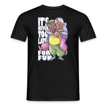 It's never too late to the funny retired Joy - Men's T-Shirt - black - Front - AI Model Male 178 light (178cm)