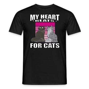 Mon cœur bat pour les chats animaux de compagnie - T-shirt homme - noir - Devant - AI Model Male 178 light (178cm)