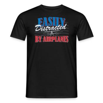 Facilement distrait par les avions Devis de pilotage - T-shirt homme - noir - Devant - AI Model Male 178 light (178cm)