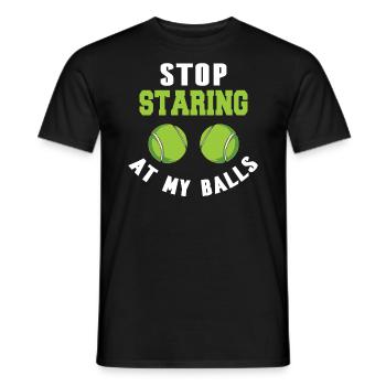 Hör Auf, Auf Mein Bälle -Tennisspiel Zu Starren - Männer T-Shirt - Schwarz - Vorne - AI Model Male 178 light (178cm)