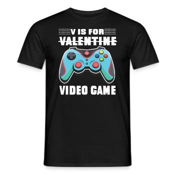 V Steht Für Valentinstag-Videospiel-Joystick-Zitat - Männer T-Shirt - Schwarz - Vorne - AI Model Male 178 light (178cm)