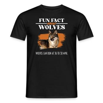 Fun Fact About Wolves - Wolf Lover - Men's T-Shirt - black - Front - AI Model Male 178 light (178cm)