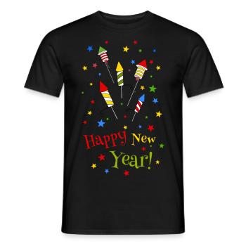 Silvester Happy New Year Neujahr Feuerwerk Party - Männer T-Shirt - Schwarz - Vorne - AI Model Male 178 light (178cm)