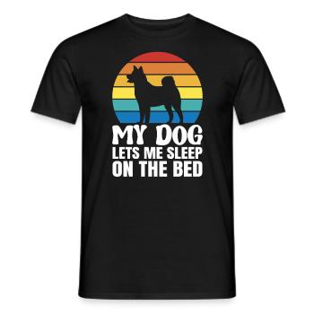 My dog lets me sleep on the bed - Men's T-Shirt - black - Front - AI Model Male 178 light (178cm)