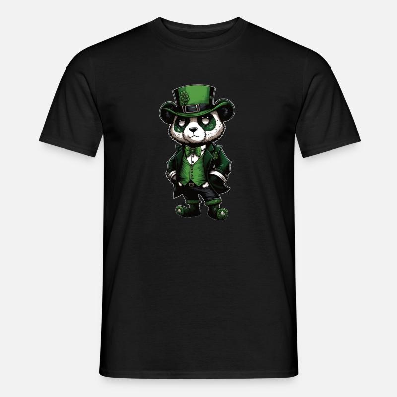 Motif de la Saint-Patrick, PANDA - T-shirt homme - noir