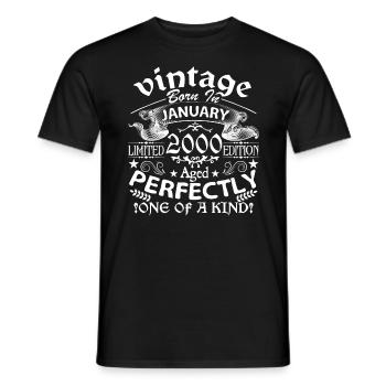 January 2000 | birthday 2000 Vintage January - Men's T-Shirt - black - Front - AI Model Male 178 light (178cm)