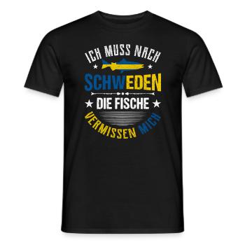 Angelurlaub in Schweden Angeltour Schweden - Männer T-Shirt - Schwarz - Vorne - AI Model Male 178 light (178cm)