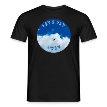 Let's fly away, the theme with the plane in the sky. aviation - Men's T-Shirt - black - Front - AI Model Male 178 light (178cm)