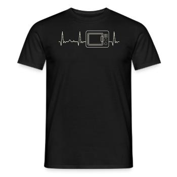 Microwave. Heart. Love. EKG. Pulse. Beat. - Men's T-Shirt - black - Front - AI Model Male 178 light (178cm)