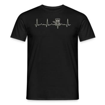 Disc Golf Frisbee Basket Play. Heart. Love. EKG. - Men's T-Shirt - black - Front - AI Model Male 178 light (178cm)
