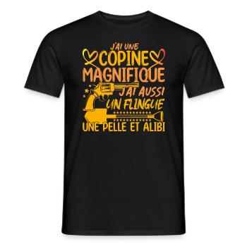Copine Magnifique Humour Couple ma copine amour !! - T-shirt homme - noir - Devant - AI Model Male 178 light (178cm)