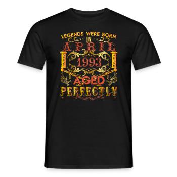 1993 April - Geburtstag 1993 Legenden April - Männer T-Shirt - Schwarz - Vorne - AI Model Male 178 light (178cm)