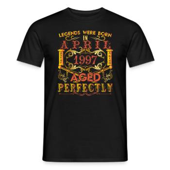 1997 April - birthday 1997 legends April - Men's T-Shirt - black - Front - AI Model Male 178 light (178cm)