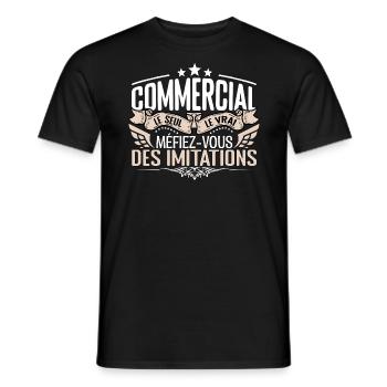 Commercial le seul Commercial le vrai Commercial - T-shirt homme - noir - Devant - AI Model Male 178 light (178cm)