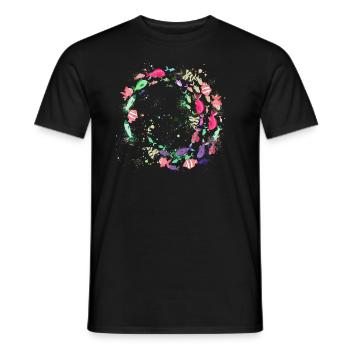 Bancs de poissons, poissons, peinture, bleu, poissons tropicaux - T-shirt homme - noir - Devant - AI Model Male 178 light (178cm)