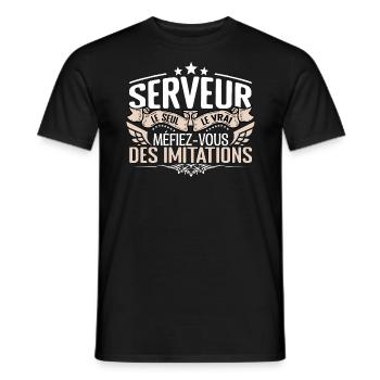 Serveur le seul Serveur le vrai Serveur - T-shirt homme - noir - Devant - AI Model Male 178 light (178cm)