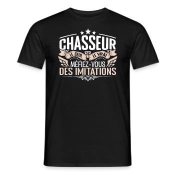 Chasseur le seul Chasseur le vrai Chasseur - T-shirt homme - noir - Devant - AI Model Male 178 light (178cm)