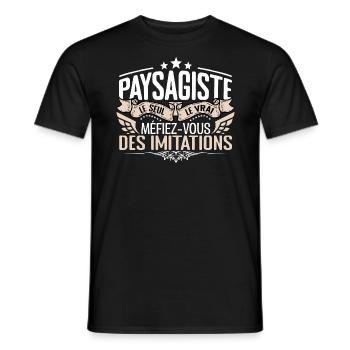 Paysagiste le seul Paysagiste le vrai Paysagiste - T-shirt homme - noir - Devant - AI Model Male 178 light (178cm)